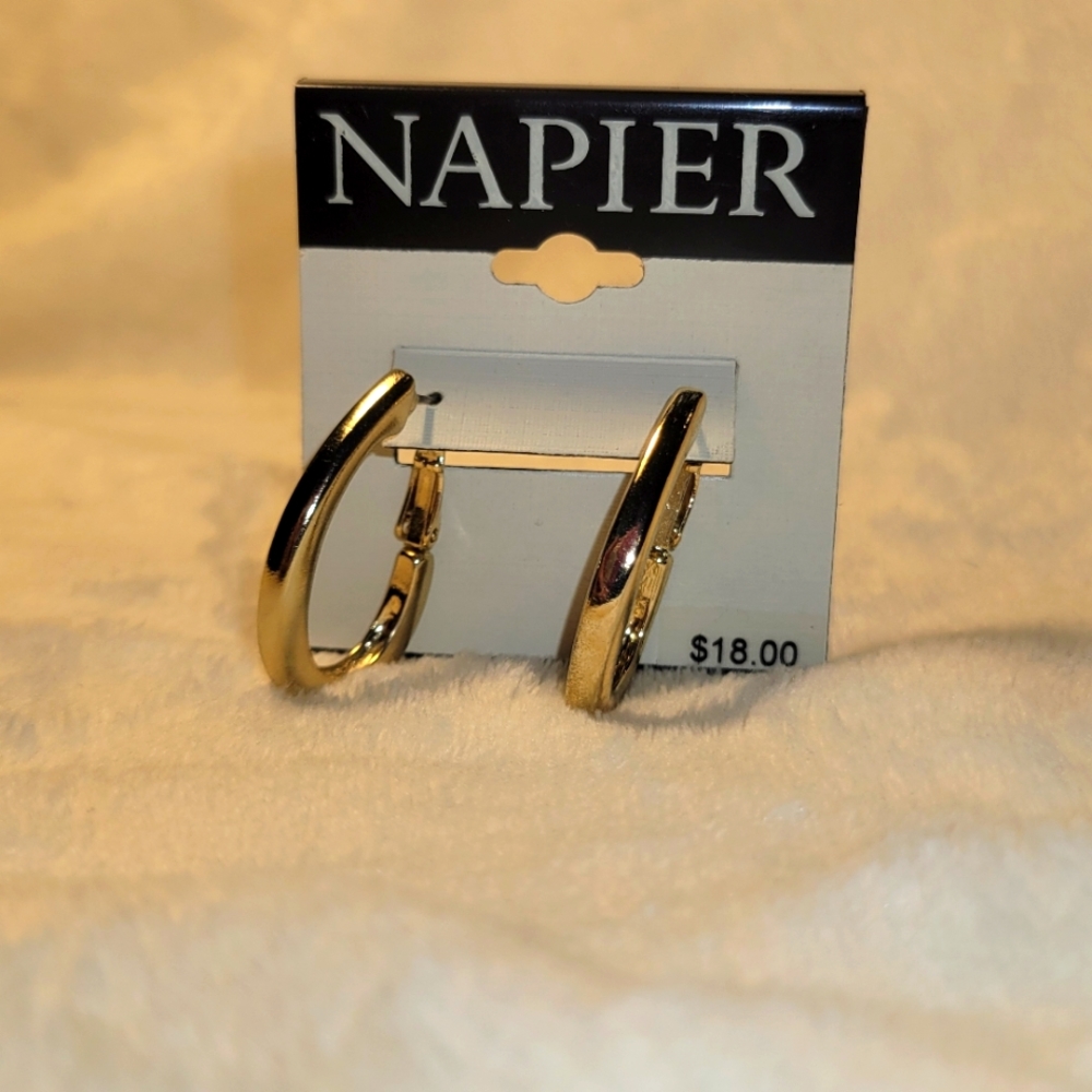 Napier Gold-Tone Large Oval Hoop Earrings